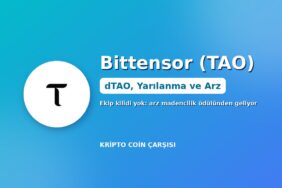 Bittensor (TAO) nedir kapak görseli: Bittensor logosu, dTAO, yarılanma ve kilitsiz madencilik arzı
