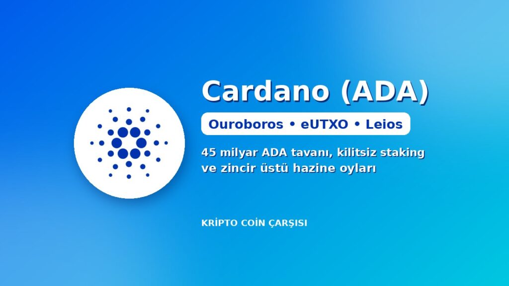 Cardano (ADA) nedir kapak: resmî Cardano logosu, Ouroboros, eUTXO ve Leios
