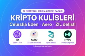 Kripto kulisleri 17 Ekim 2026 kapak: Celestia TIA, Aerodrome AERO, Zilliqa ZIL ve Hyperliquid HYPE logoları