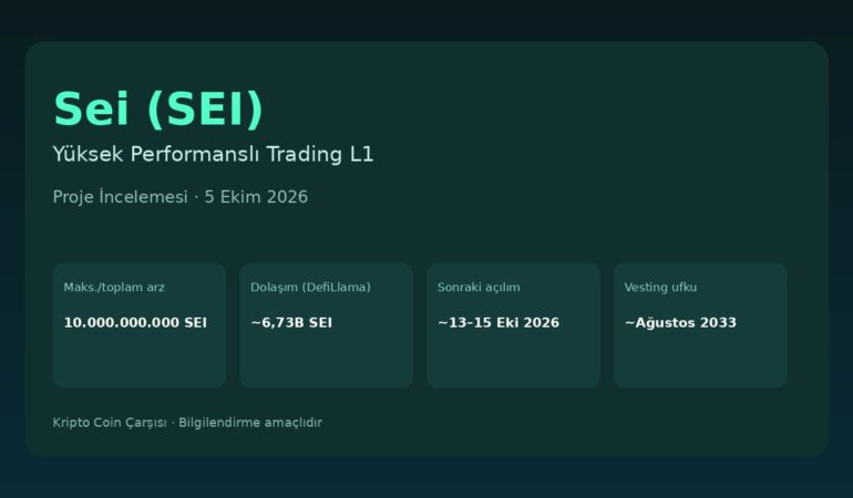 SEI coin Nedir? Sei Ağı, Tokenomics ve Kilit Açılımları 1 SEI coin proje incelemesi kapak görseli