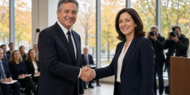 Montreal’de bir hükümet basın salonunda devlet yetkilisi ile bir teknoloji şirketi yöneticisinin gazeteciler önünde tokalaştığı an, Kanada’nın Cohere yatırımı ve egemen yapay zeka için temsili görsel