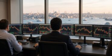 İstanbul’da bir aracı kurumun işlem odasında Borsa İstanbul sabah seansını takip eden çalışanlar, temsili görsel