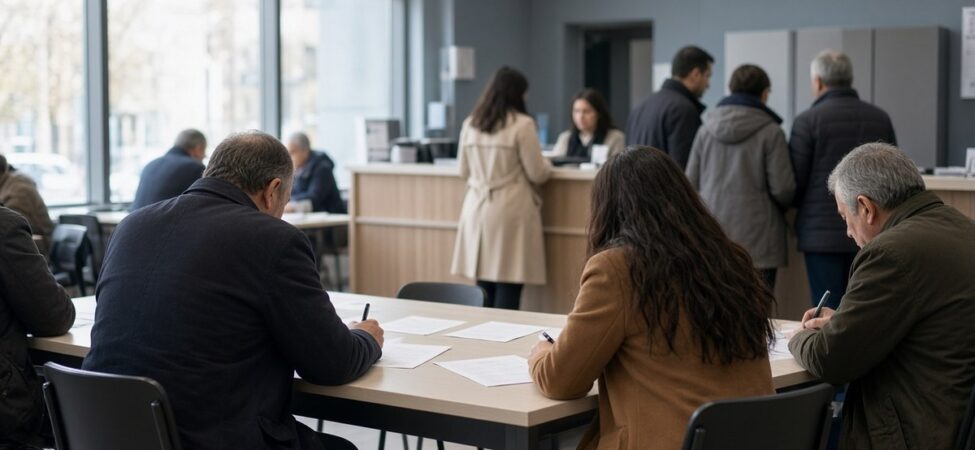 İşsizlik Yüzde 8,4’e Çıktı, Wall Street Fed Öncesi Artıda 6 Türkiye’de kalabalık bir iş ve meslek danışmanlığı ofisinde sırada bekleyen ve form dolduran iş arayanlar, eylül ayı işsizlik oranı için temsili görsel