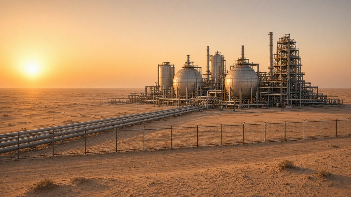 Merkez Bankası Faiz Kararı Bugün: Borsa Güne Eksiyle Başladı 3 Gün doğarken çöl ortasındaki bir petrol işleme tesisinde boru hatları ve ayrıştırma tankları, Suudi Arabistan kaynaklı petrol fiyatı yükselişi için temsili görsel