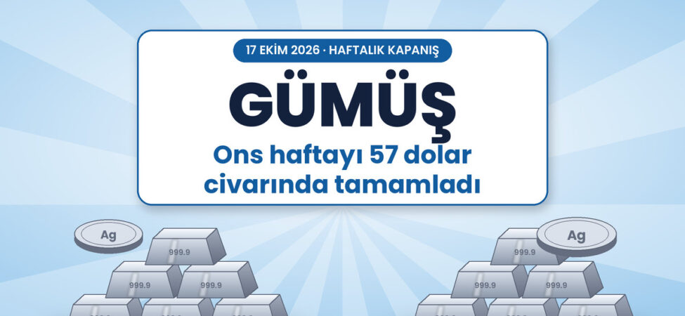 Gümüş haftayı 57 dolar civarında tamamladı - 17 Ekim 2026 ons gümüş haftalık kapanış kapak görseli, gümüş külçeler