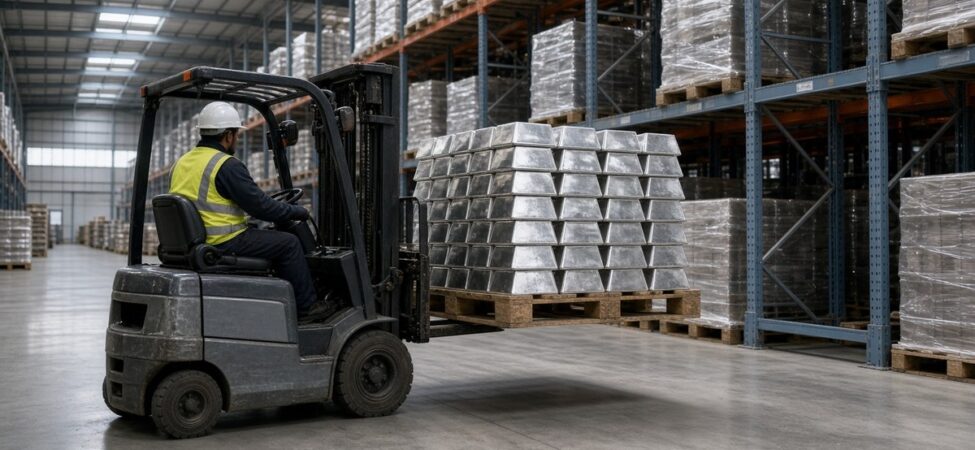 Gümüş 57 Dolar Bandında: Metals Focus 2027'de Arz Fazlası Bekliyor 6 Değerli metal deposunda forkliftle palet üzerinde taşınan gümüş külçeler, temsili görsel