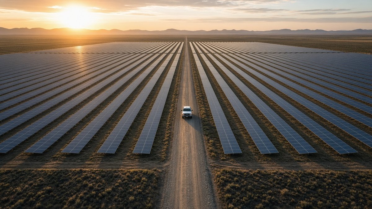 Gümüş Geriledi, Fresnillo Üçüncü Çeyrek Üretimini Açıkladı 3 Geniş bir güneş enerjisi santrali; gümüş talebinde güneş panellerinin payı, temsili görsel