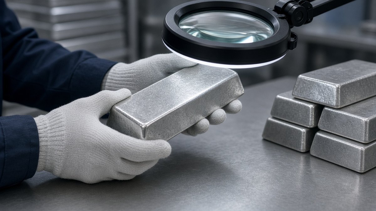 Gümüş 53,8 Dolara Geriledi, Analistler Güneş Paneli Talebine Dikkat Çekiyor 1 Bir saklama tesisinde eldivenli ellerle büyüteç lambası altında incelenen gümüş külçe; gümüş ETF stokları, temsili görsel