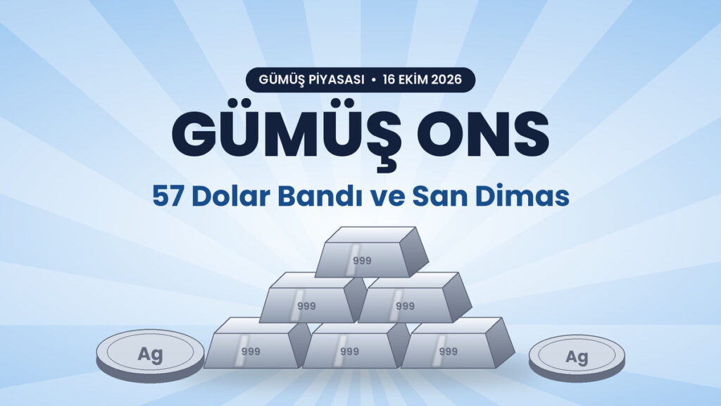 Gümüş ons 57 dolar bandında - 16 Ekim 2026 gümüş piyasası kapak görseli, gümüş külçeler ve sikkeler