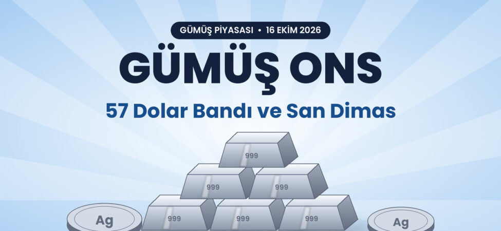 Gümüş ons 57 dolar bandında - 16 Ekim 2026 gümüş piyasası kapak görseli, gümüş külçeler ve sikkeler