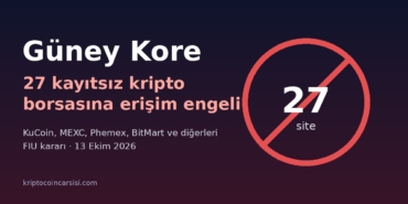 Güney Kore 27 Kayıtsız Kripto Borsasına Erişimi Engelliyor: KuCoin ve MEXC de Listede 1 Güney Kore 27 kayıtsız kripto borsasına erişim engeli kapak görseli: FIU kararı, KuCoin ve MEXC