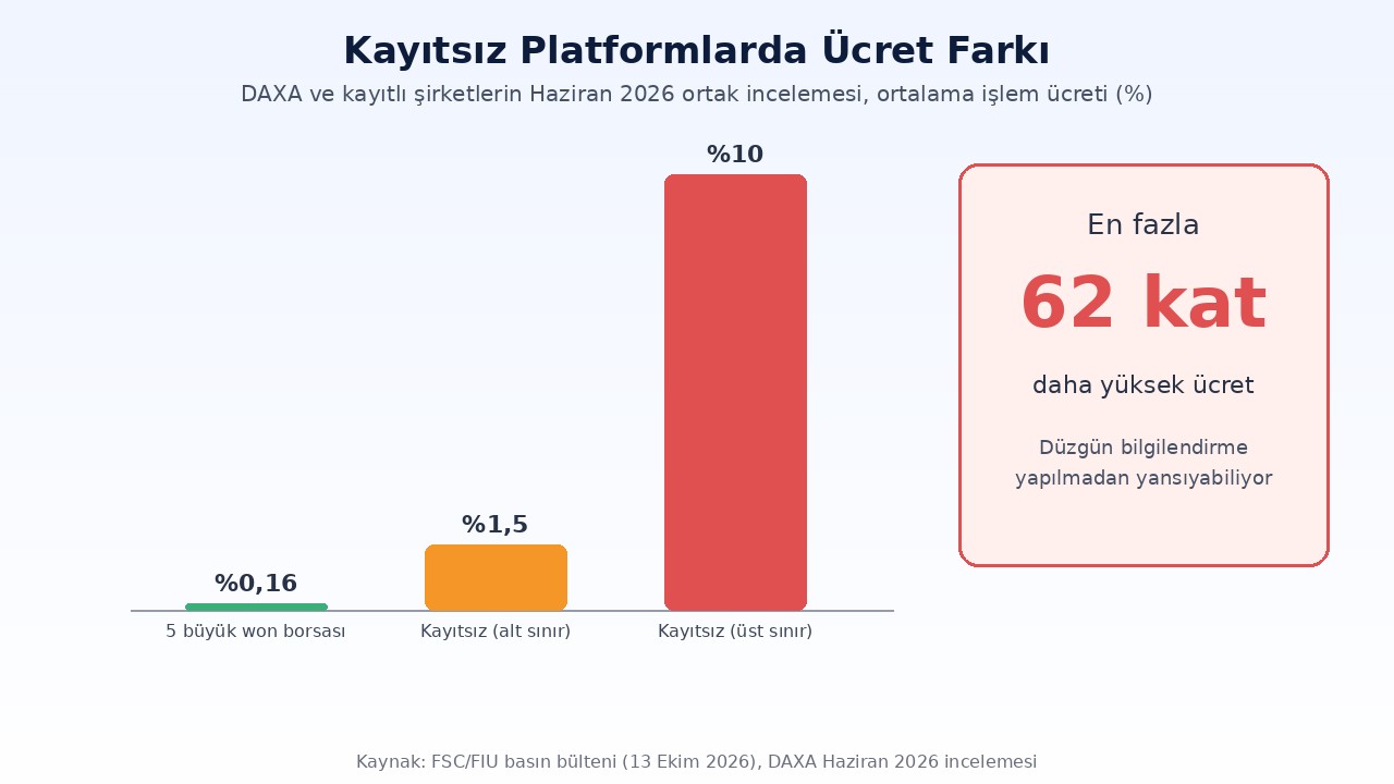 Güney Kore DAXA incelemesi: kayıtsız platformlarda ortalama işlem ücreti yüzde 1,5 ile 10 arasında, ülkenin beş büyük won borsasında ortalama yüzde 0,16