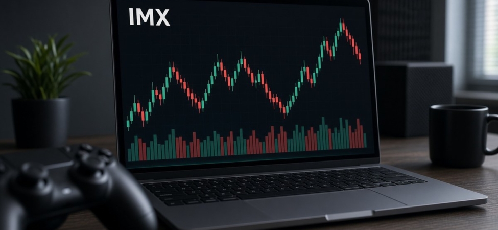 Immutable (IMX) Nedir? Tek Zincir, Biten Kilitler ve Hazine 9 Dizüstü bilgisayarda IMX mum grafiği ve hacim çubukları, Immutable (IMX) için temsili görsel
