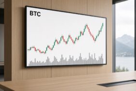 İsviçre Bitcoin ETF haberi temsili görsel: yeşil ve kırmızı mumlu BTC işlem ekranı