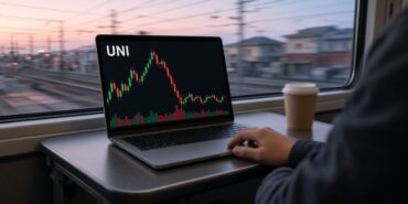 Kripto Kulisleri 30 Ekim: Binance Şoku, UNI, POL ve CC Radarı 1 UNI mum grafiği ve hacim çubuklarını gösteren, şafakta bir banliyö treninde masaya açılmış dizüstü bilgisayar ekranı, kripto kulisleri 30 Ekim temsili görsel