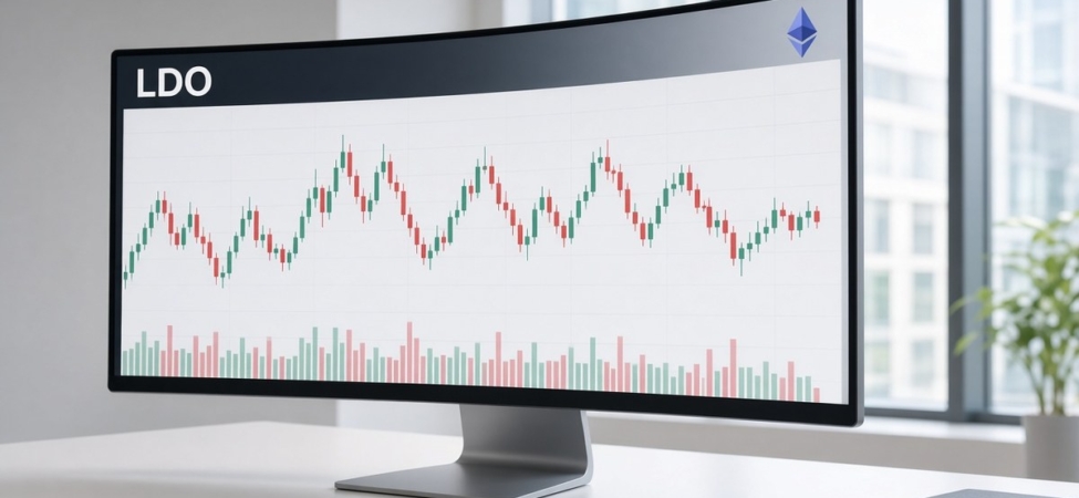 Lido (LDO) Nedir? stETH, Staking Payı ve LDO Geri Alımları 8 Geniş ekranda LDO mum grafiği ve Ethereum logosu, Lido (LDO) için temsili görsel