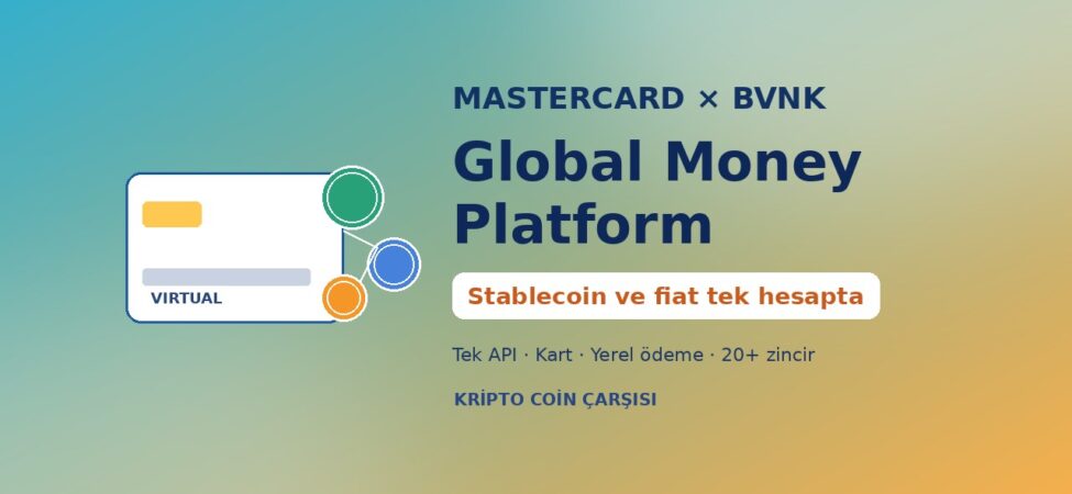 Mastercard × BVNK Global Money Platform kapak: stablecoin ve fiat tek hesapta, sanal kart görseli