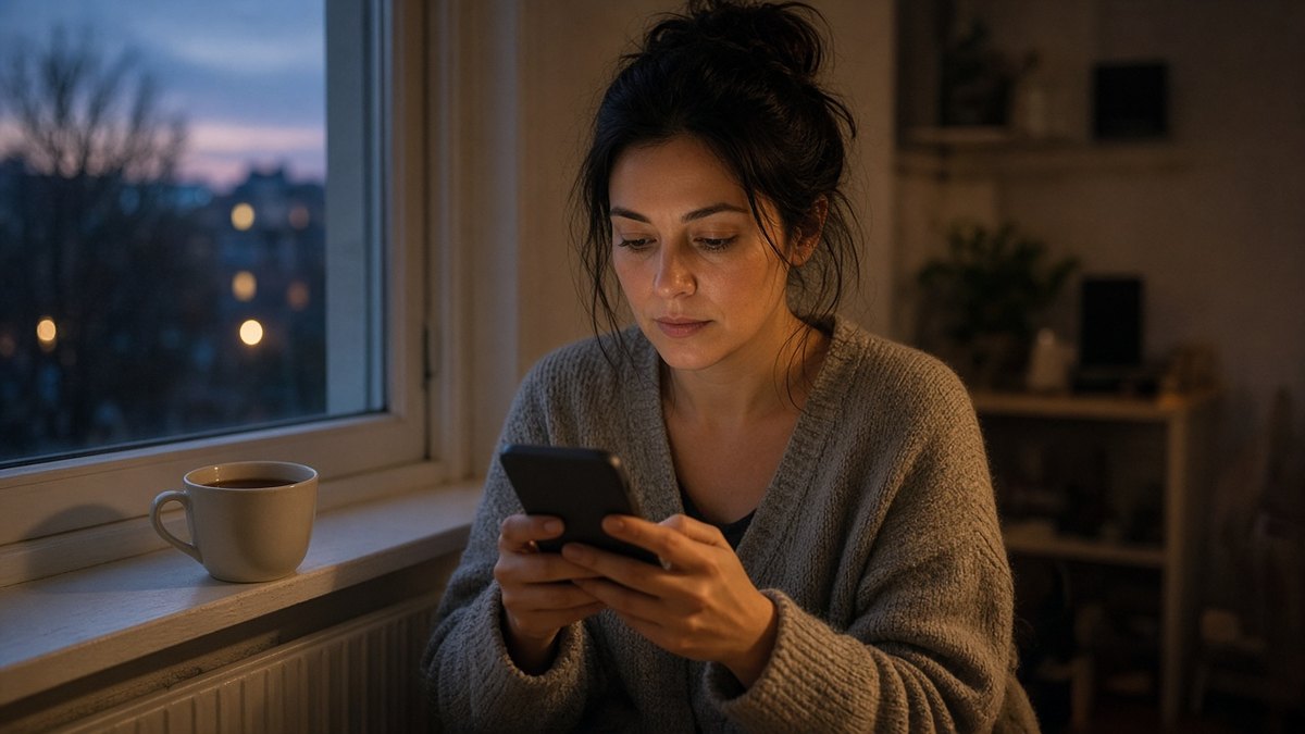 Evde akıllı telefondan yurt dışındaki ailesine para gönderen kadın, Plasma ağında dolar stablecoin transferleri için temsili görsel