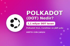 Polkadot (DOT) nedir kapak: resmi Polkadot logosu, 2,1 milyar DOT arz tavanı