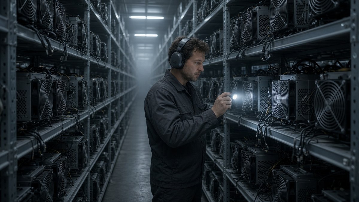 Stacks (STX) Nedir? Bitcoin Staking, sBTC ve Arz Takvimi 1 Bitcoin madenciliği tesisinde sıra sıra çalışan ASIC cihazlarını kontrol eden teknisyen, Stacks ağının Bitcoin’e bağlı blok üretimi için temsili görsel
