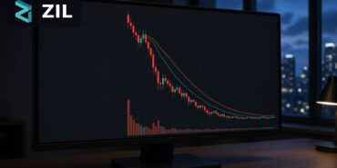 İşlem ekranında uzun bir düşüşün ardından dipte yataylaşan yeşil ve kırmızı ZIL mumları ile hacim çubukları, köşede Zilliqa logosu, Zilliqa CEO istifası ve X-Bridge güvenlik olayı için temsili görsel